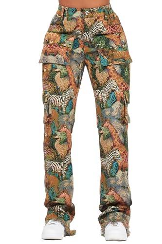 Women's Channa Multi Animal Print Cargo Tapestry Pant
