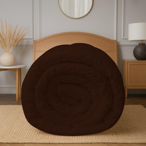 Image of Earthlycozy 500 GSM Premium Comforter - All-Season Down-Alternative, Lightweight, Breathable, Hypoallergenic and Machine Washable (Chocolate Brown, Double)
