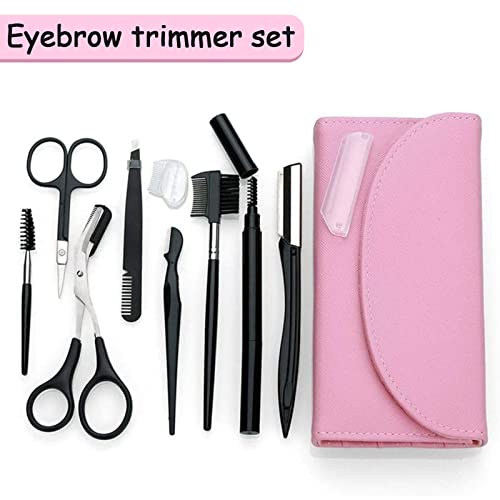 8PCS/SET Professional Eyebrow Shaping Grooming Kit - Beauty Tools Set with Leather Bag Eyebrow Grooming Kit for Women & Men, Eyebrow Trimming Kit With Razor Eyebrow Scissors and Brush with Comb - Image 4
