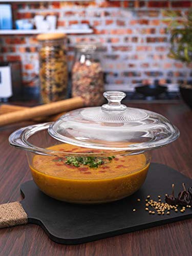 criterion Glass Casserole Deep Round - (1.2 LTR) Oven and Microwave Safe Serving Bowl with Glass Lid -3