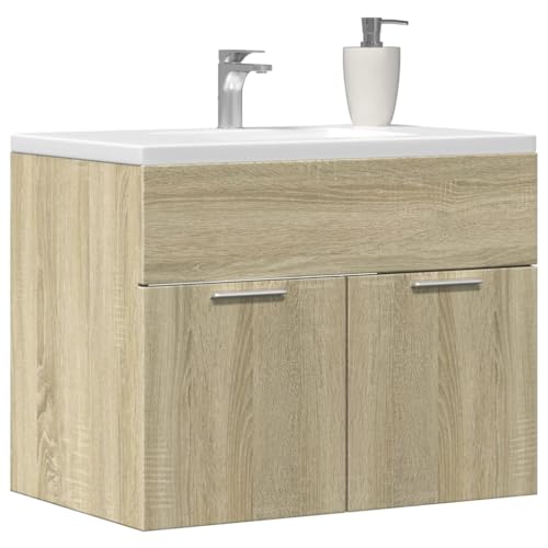 Lauuoeriau Mueble para fregadero de hogar y jardín, roble Sonoma, 60 x 38,5 x 46 cm, madera de ingeniería