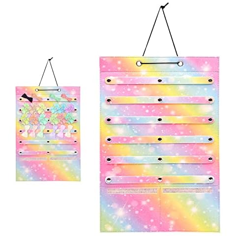 Fahibin Hanging Hair Accessories Organiser, Girls Headband Holder Organizer, Hair Clips Storage Holder, Girls' Hanging Jewellery Organiser for Hair Clips Hair Ties Jewellery Storage Display Cover