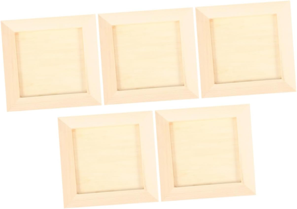 Toyvian 5pcs 12x12cm Wooden DIY Clay Picture Frames Craft Painting Display Photo Frames for Boys and Art Projects