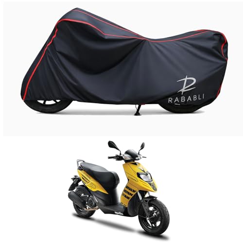 Image of Waterproof Bike Body Cover Compatible for | Aprilia Storm 125 Drum | Taffeta Fabric, Red Piping Design, Bottom Elastic Fit | Dustproof, Sun UV & Rain Protection for All Bikes