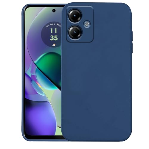 Image of Knotyy Ultra Soft Rubberised Back Cover for Motorola Moto G54 5G | Inner Velvet Fabric Lining | Matte Silicone Flexible |Raised Bumps for Camera & Screen Protection Back Case Cover - Blue