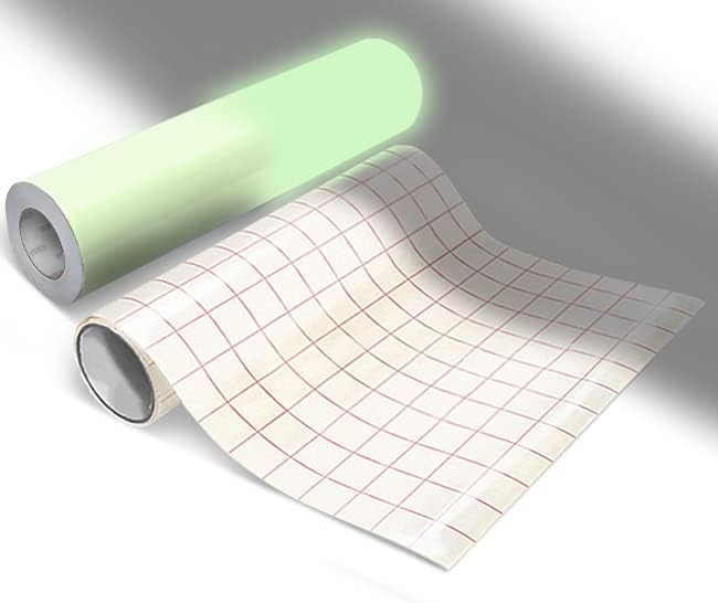 VViViD DECO65 Glow in The Dark Permanent Adhesive Craft 12 Inches x 4 Feet Vinyl Roll Including Free 12 Inches x 12 Inches Transfer Paper Sheet