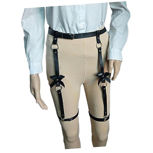 CONGARTENO Punk Style Leg Set with Bowknots Adjustable Leg Garters for Rave Easy to Wear Remove