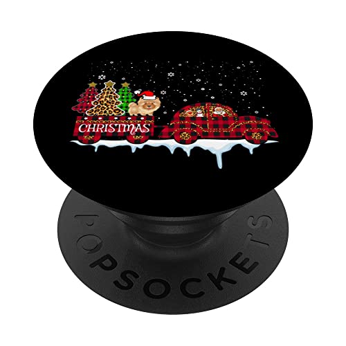 Chow Chow Dog Christmas Red Plaid Truck Santa Xmas Tree PopSockets Swappable PopGrip