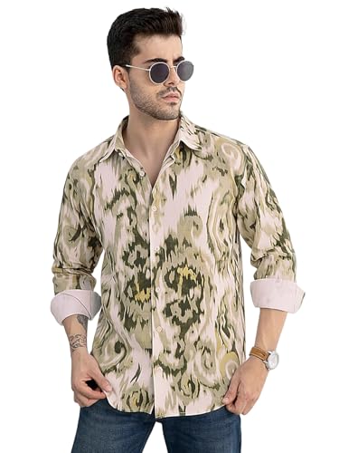 Image of Pinkmint Men Printed Cotton Flex Shirt | Stylish Designer | Regular Fit Floral & Abstract Print Shirt for Men (Available in Plus Size)