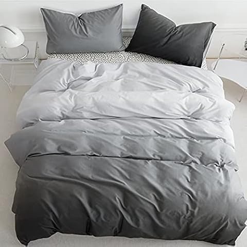 CLOTHKNOW Grey White King Size Comforter Set Gradient Grey Bedding Comforter Sets King Bed Light Grey Bed Comforter Gradient Tone Bedding Comforter Set King 3 Pieces Grey Bedding Men Women Comforter Cover