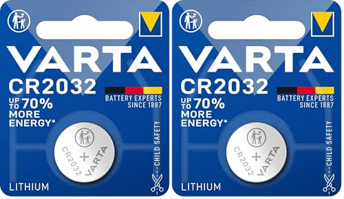 Varta CR2032 - Pila de botón de Litio de 3 V, 1 Unidad, Plateada (Paquete de 2)