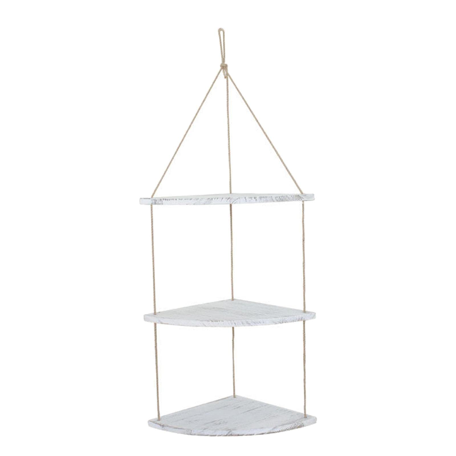 Premium Swing Hanging Rope Corner Shelves 1-3 Tier Holder w/Hook Decoration White 3 Tier |Bookcases |Home & Garden | Furniture | Bookcases-image-35