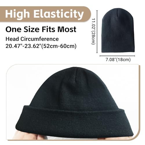 Image of Winter Beanie Acrylic Knit Cuffed Plain Hats Skull Cap Warm Beanies for Men Women