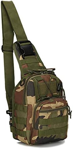 LBlanco Tactical Shoulder Bag, Military Sport Bag Army Bag Outdoor Small Chest Pack for Men Traveling, Trekking, Camping, Rover Sling Daypack (Jungle Camouflage)