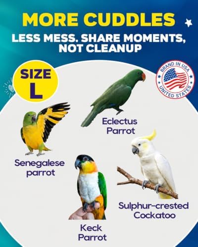 Reusable Bird Diapers – Washable Parrot Nappy with Waterproof Lining & Adjustable Straps for Pigeons, L — 사진 3
