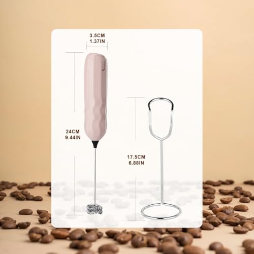 Image of SUPRUS Ultra Fast Handheld Milk Frother Double Whisk with Stand 2 Batteries Stainless Steel for Lattes Cappuccino Matcha Hot Chocolate Coffee Bar Accessories Kitchen Gadgets Gift