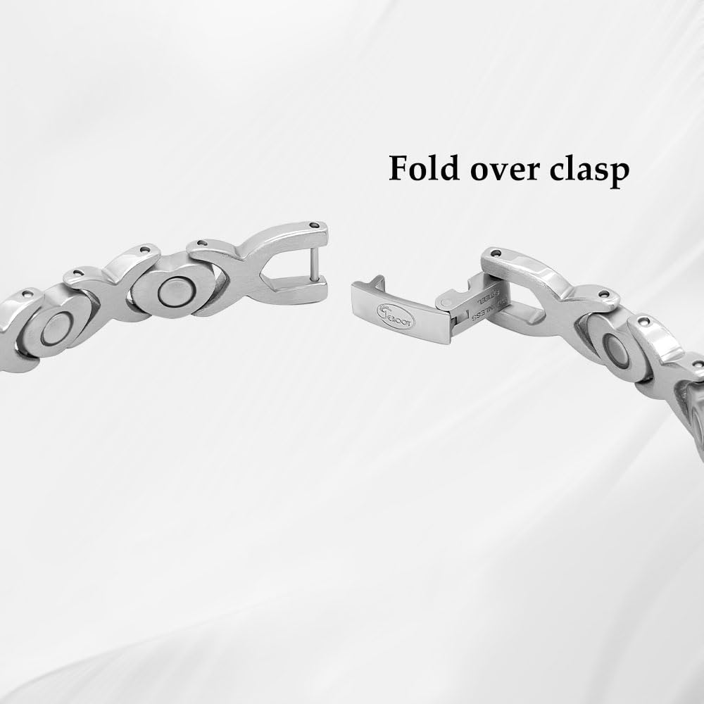 JEROOT Pulsera magnética para mujer, pulsera magnética para terapia magnética, alivio del dolor de muñeca, hinchazón, salud, pulsera magnética con herramienta de ajuste (3500 gauss) (;)