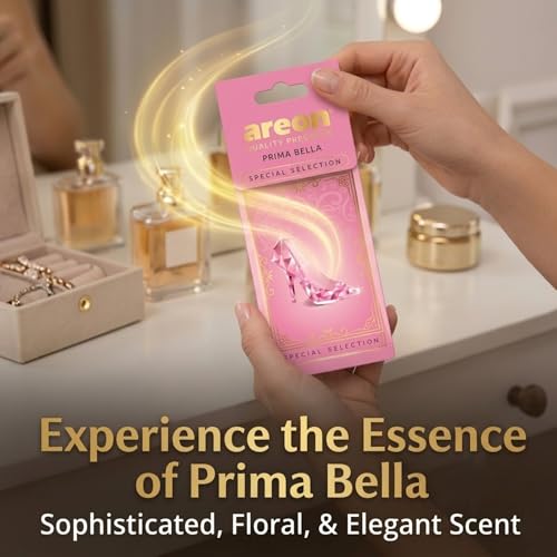 Image of AREON Luxury Prima Bella SS07 Car Hanging Air Freshener - Luxury Hanging Car Freshener, Premium Vehicle Fragrance, Long Lasting Interior Air Freshener for Cars - (Pack of 3)