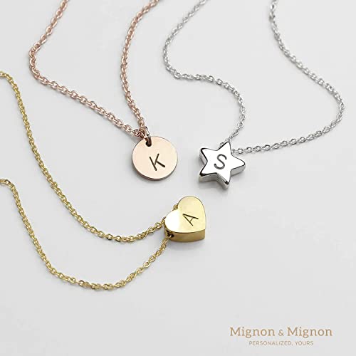 Heart Star Disc Necklace With Initial Personalized Necklace Baby Girl Kids Jewelry Holiday Gift Flower Girl Dainty Monogram Charm Gold Your Name Necklace Gift For Her - Hts #TOP1