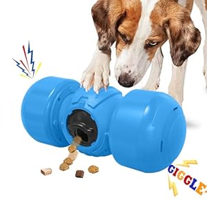 LACCEN Interactive Dog Toy, Rolling Dog Treat Dispenser Slow Feeder, Funny Giggle Dog Puzzle Toy, Reduce Boredom Improve IQ, Dog Treat Toys for Boredom Medium Large Dogs (Blue)