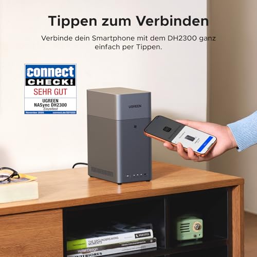 UGREEN NASync DH2300 2 Bay Desktop NAS, NFC Tap zum Verbinden, KI Fotoalbum, 4K Persönliche Videothek, Einsteigerfreundliches NAS-System, Heim-NAS-Server mit 1GbE-LAN und 4GB RAM (Diskless) – Bild 3