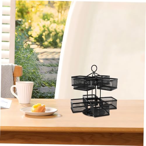 Cabilock 360-Degree Iron Wire Tea Bag Storage Holder - Rotating Organiser for Kitchen Countertop, Snack Storage & Sugar Packet Holder - Image 4