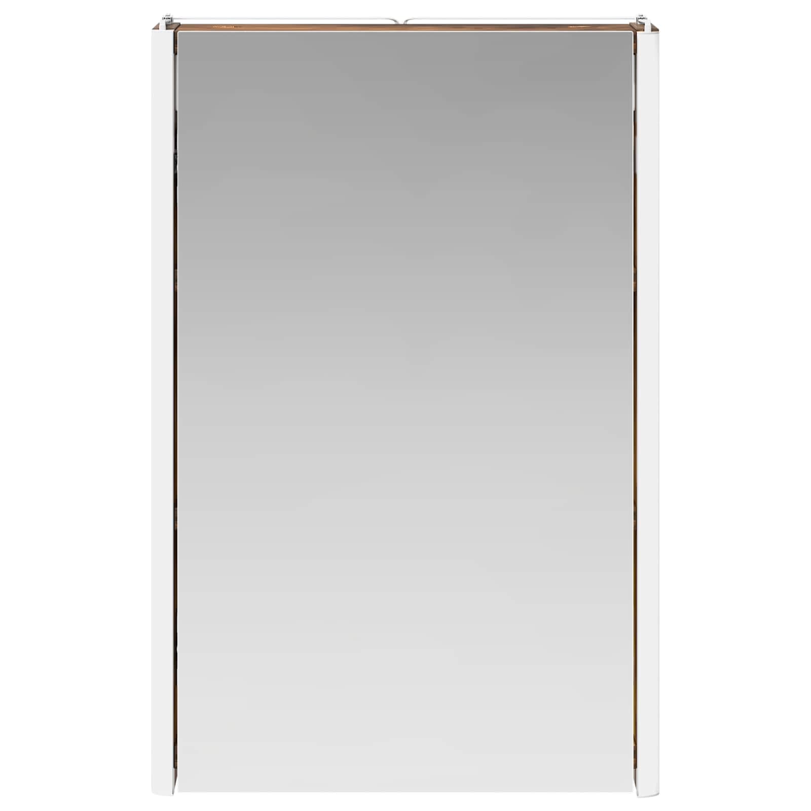 Szafka łazienkowa z lustrem wędzonego dębu, 33 x 11,5 x 50 cm, materiał drewnopochodny z oświetleniem LED, montaż na ścianie, regulowane regały, miejsce do przechowywania szafki pod umywalkę