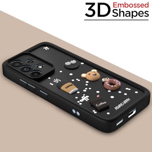 Image of Amazon Basic Back Cover for Samsung Galaxy A53 5G | Cute Fun Cartoon 3D Bear Silicone Full Body Protection Bumper Cover (Black)