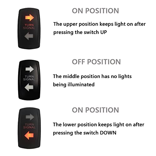 Image of Amber Led Turn Signal Rocker Switch 7 PIN ON-Off-ON DPDT Toggle Switch with Jumper Wires for Motorcycle UTV ATV SXS Golf Cart Waterproof IP68