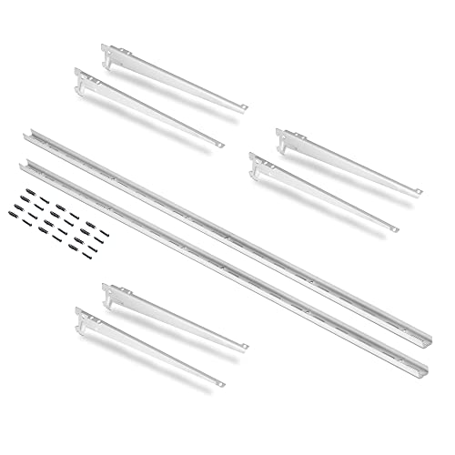 Emuca - Wandbefestigungsschienen und Jagmet-Regalträger, 280, Weiß, Stahl