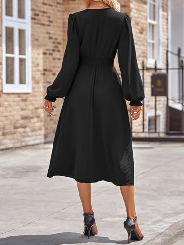 Robe longue d'été décontractée noire à manches volantées en taille S
