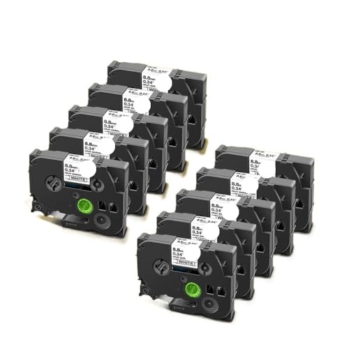 1 3 6 10 PCS HSE-231 HSE-221�M���k�ǃ��x���e�[�vHSE-211 HSE-611 HSE-621 HSE-631 for Label Maker Machine(10PK Black on White)