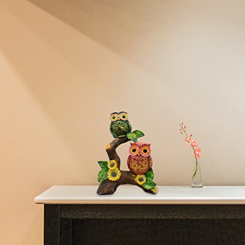 Image of Puja N Pujari The Owl Showpiece Idol Sitting on Tree for Home and Office Decor