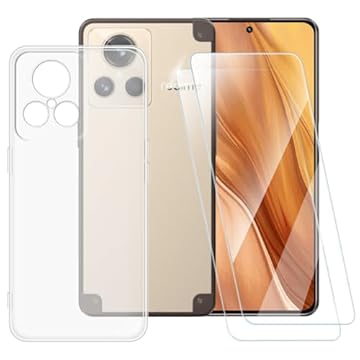 ESACMOT Capa transparente compatível com Oppo Realme GT 2 Master Explorer + [pacote com 2] protetor de tela de vidro temperado, capa à prova de choque para Oppo Realme GT 2 Master Explorer (6,7
