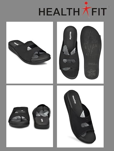 Image of HEALTH FIT EXTRA SOFT Women's Comfortable Memory Foam Doctor Slippers /Flip-Flops|Fashionable Casual & Stylish|Lightweight & Breathable|Outdoor Synthetic Casual Chappals Sandals Ladies & Girls HF25