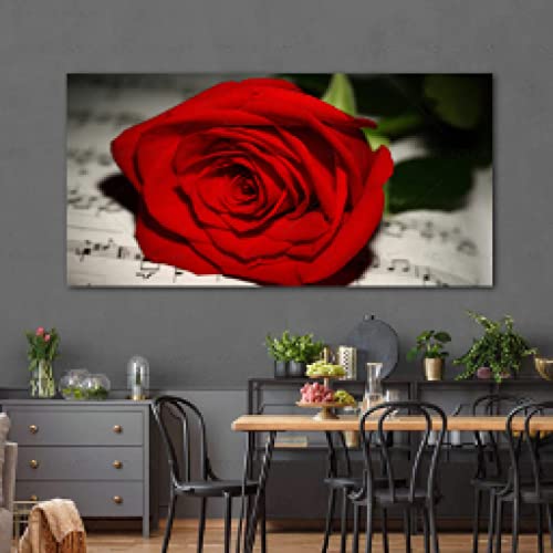 Peinture sur toile rose rouge noir et blanc tableau moderne 80x160cm sans cadre pour salon