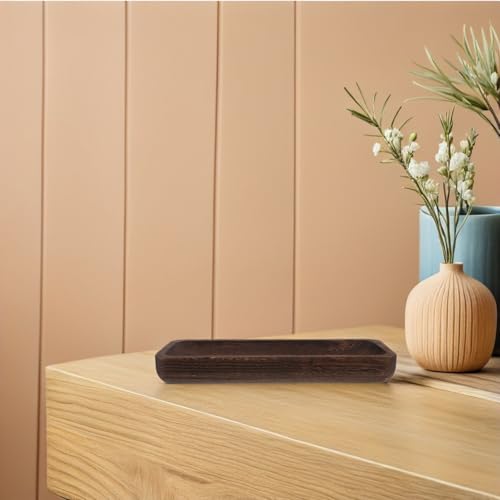 Bandeja decorativa de madera marrón rectangular rustica para mesa 8