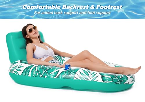 Image of Jasonwell Inflatable Pool Float Adult - Pool Floaties Lounger Floats Raft Floating Chair Water Floaties for Swimming Pool Lake Lounge Float with Cup Holders Beach Pools Party Toys for Adults