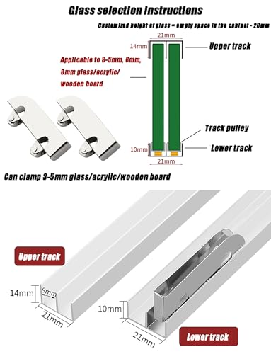 System szyn do drzwi przesuwnych, podwójna prowadnica ze stopu aluminium do szafki i przegrody biurowej (100 cm)