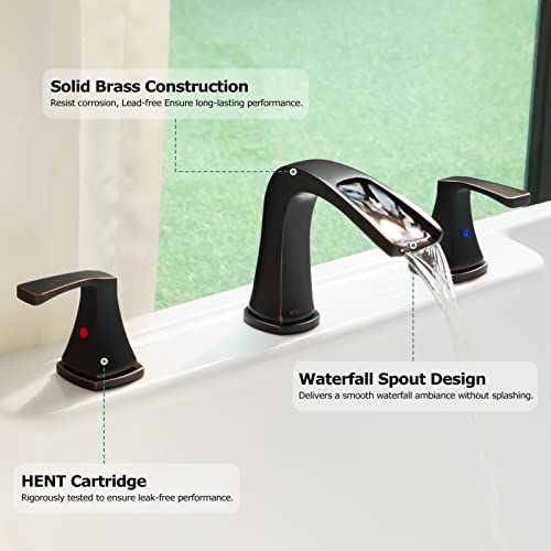 PARLOS 2-Handle Widespread Waterfall Roman Bathtub Faucet Tub Filler with Valve, Oil Rubbed Bronze, 1434203 by PARLOS - Image 3
