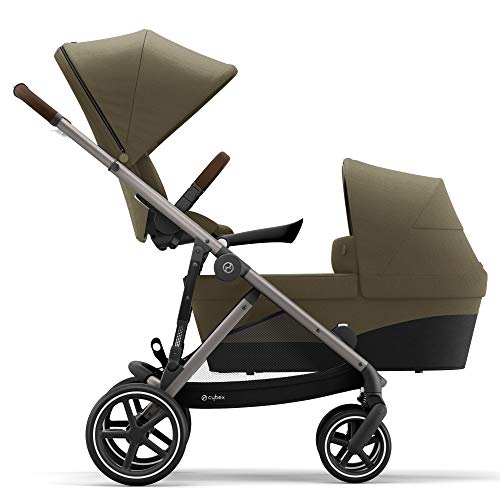 Cybex Gazelle S Stroller & Gazelle S Cot Bundle Combo, Modular Double Stroller, Infant And Toddler, Includes Detachable Basket, Over 20+ Configurations, Folds Flat For Easy Storage, Classic Beige #TOP3