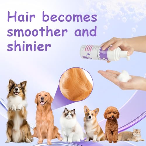Aomig Wasserloses Trockenshampoo für Hunde Katzen Kleintiere Schnelle Sanfte Reinigung mit Pflegenden Pflanzenextrakten Ohne Alkohol Schaumformel Rückstandsfrei für Reisen empfindliche Haut (150ml)