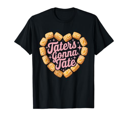 Tater Tot Potato Life Apparel Unisex Tater Tot Funny Potato Tater Tot Foodie Classic Fit Black Crew Neck Short Sleeve T-Shirt