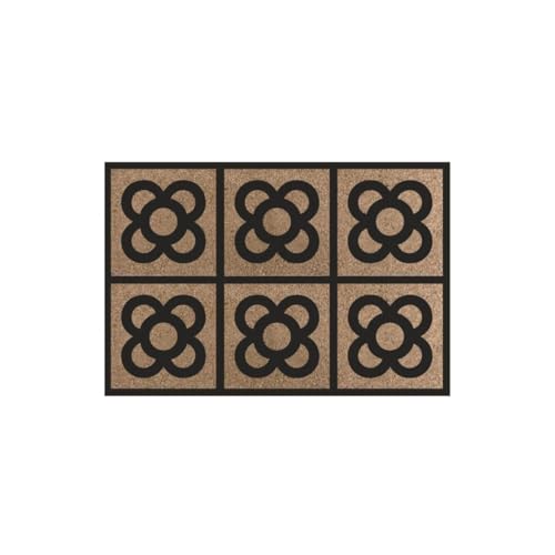 DAMDAM GO Felpudo Fibra de Coco 70x40cm Antideslizantes - Alfombras Originales para la Entrada a Casa, Pasillos, Puertas de Exterior - Panot (Modelo B - Negro)