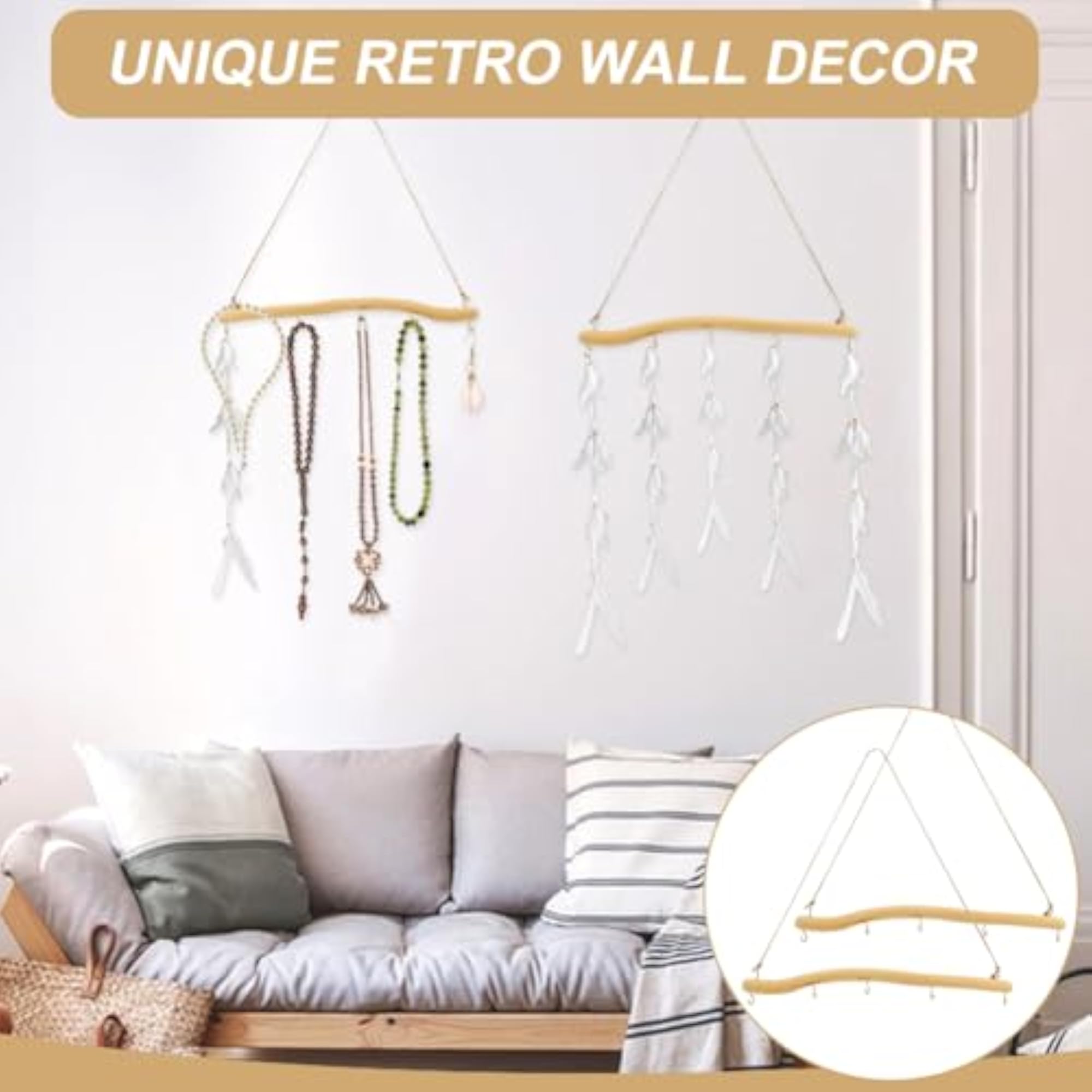 2Pcs Driftwood Wall Hanging Jewelry Hanger with Hooks