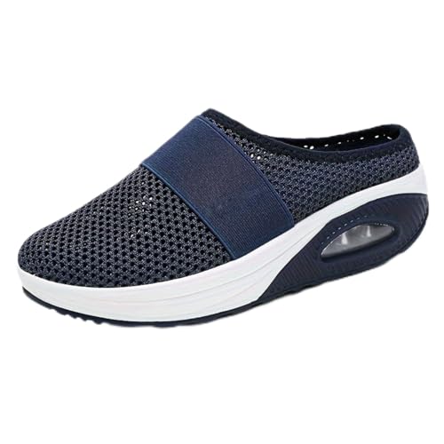 Summer cool breathable women's slippers Diabetic Air-Cushion Slip-On Walking Shoes, Orthopedic Slippers, with Arch-Support for Women Mesh Air Cushion Orthopedic Diabetic Sandals Closed Toe Slides