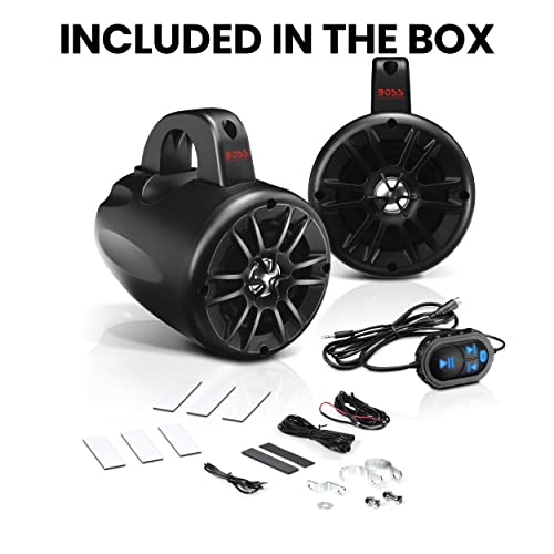 Image of BOSS Audio Systems BM40AMPBT ATV UTV Waketower Speaker System - Bluetooth, 500 Watts of Power Per Pair, 4 Inch Woofer, Full Range, 2 Way, Marine Grade, Weatherproof, Sold in Pairs