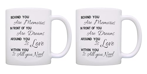 ThisWear Graduation Mug 2026 Behind Memories In Front Dreams Around Love Within All You Need 2 Pack 11oz Ceramic Coffee Mug Set