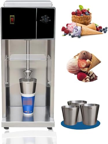 PreAsion 110V Ice Cream Blender Maker Stir Machine Auto Swirl Ice Cream Shaker Blender Mixer SoftYogurt Blending Mixer Machine 3400r/min,3 Hand Cups