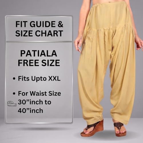 Image of FASHION GALLERY Women's Rayon Relaxed Fit Patiala Salwar with Full Length Drawstring Closure Type and Flexible Waist | Patiala Pant for Woman Free Size Fit Upto XXL